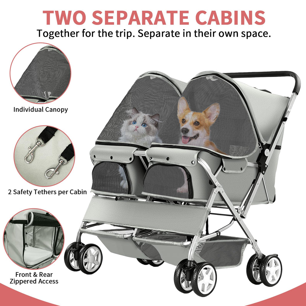 Gray Double Pet Stroller B426084