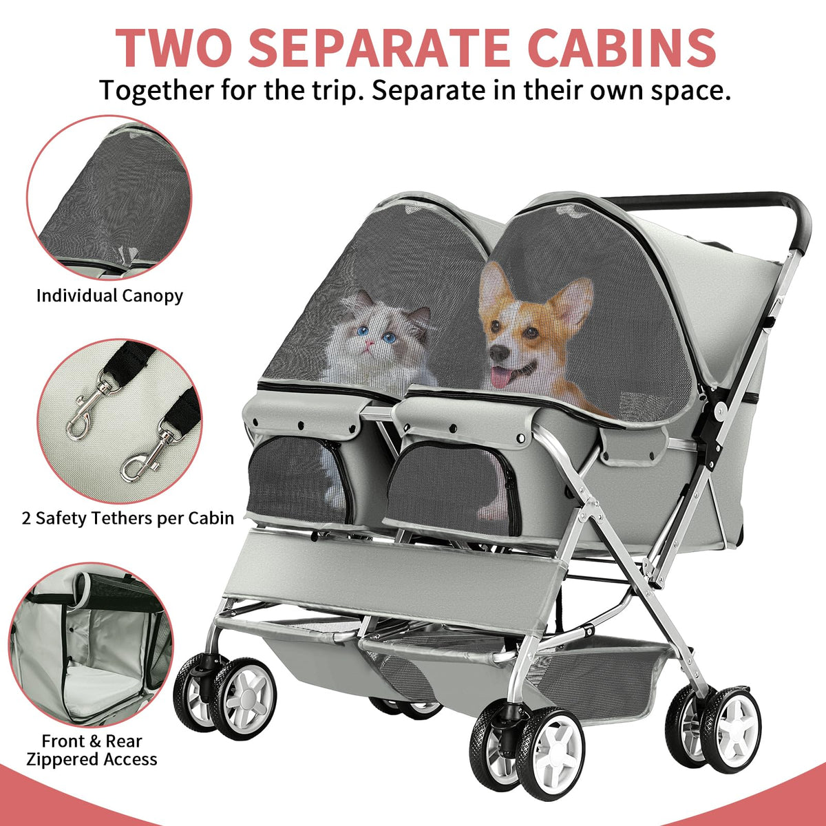 Gray Double Pet Stroller B426084