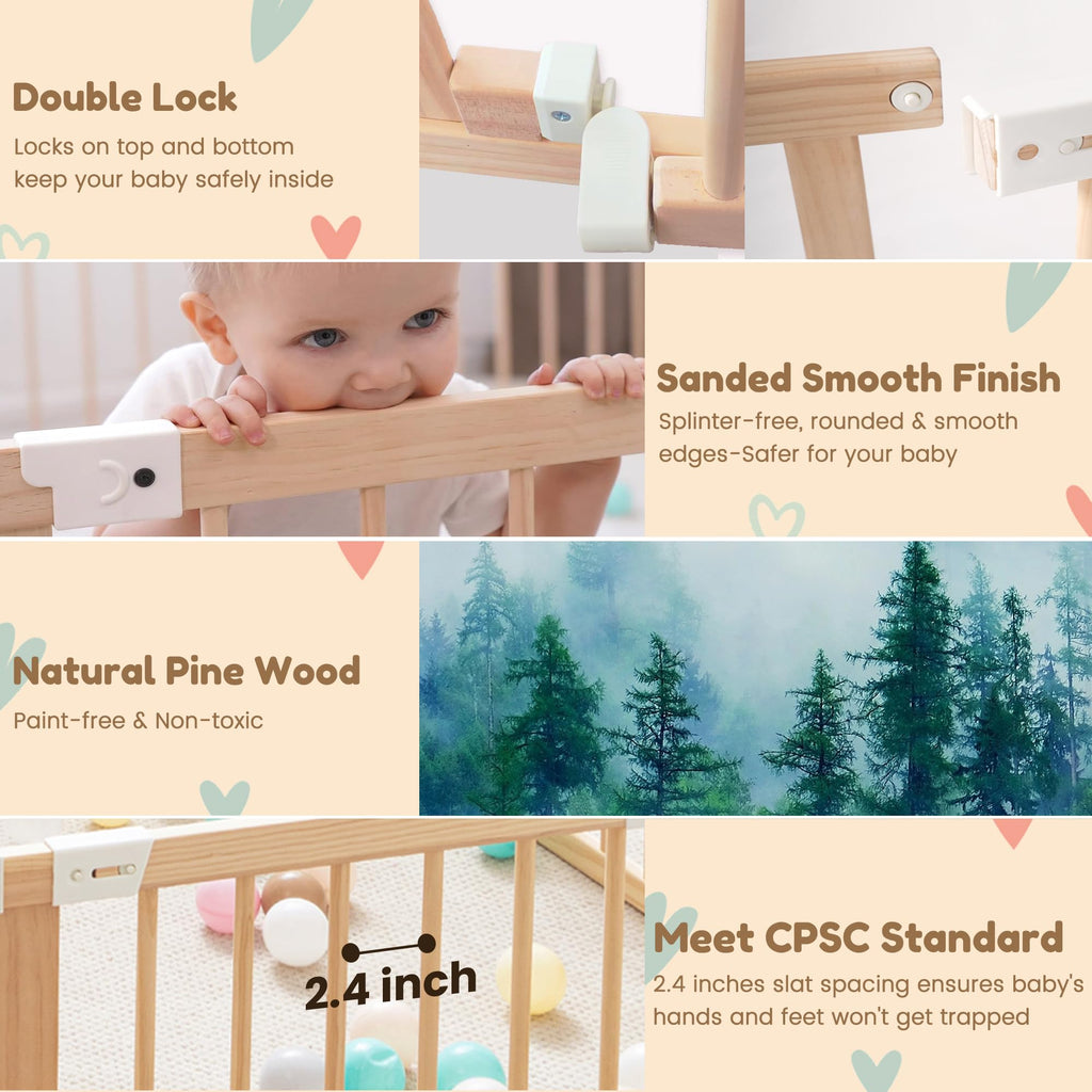 Wooden Playpen with 3 Learning Toys Z17997
