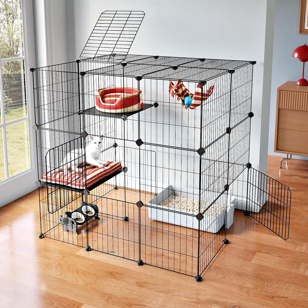 3-Tier Detachable Metal Wire Cat Cage Playpen Z2298