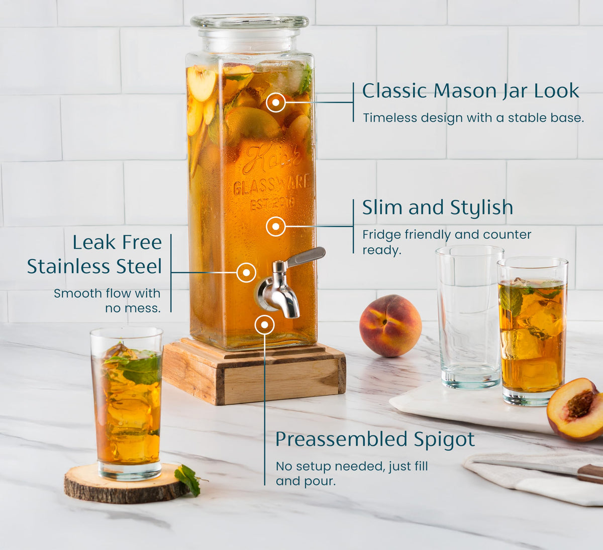 80 oz Glass Drink Dispenser with Spigot U214899