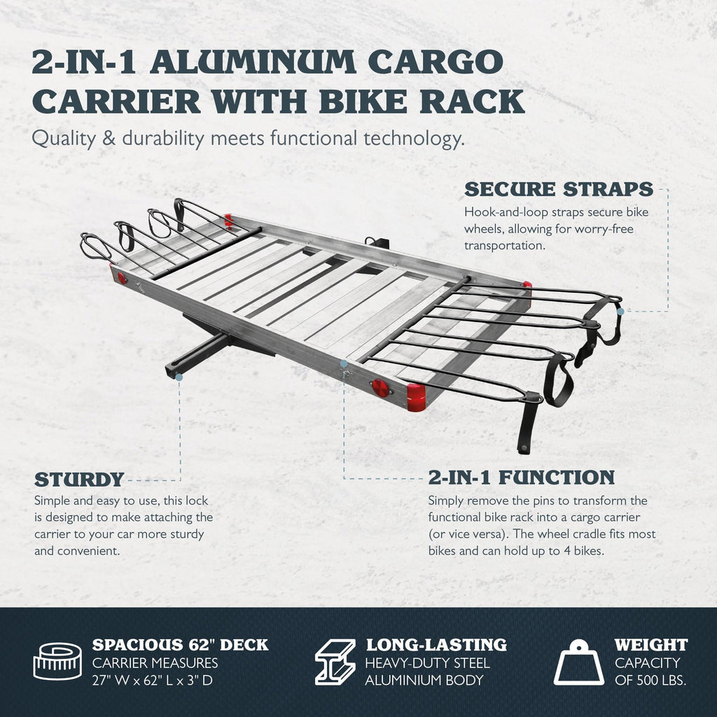 500 lb Aluminum 2-in-1 Hitch Cargo Carrier J6961