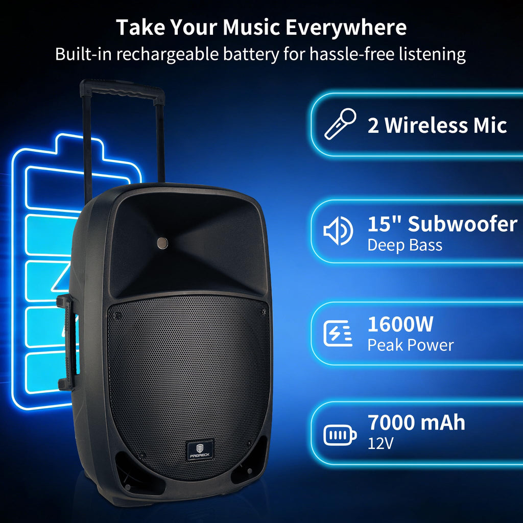 1600W 2-Way Rechargeable Powered PA Speaker System with Bluetooth C249365
