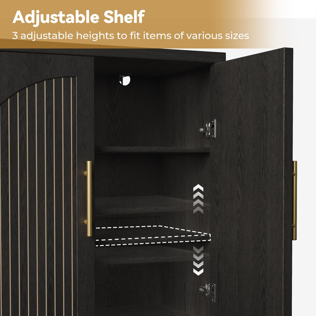 63" Black Wood Buffet Cabinet with Storage F345759