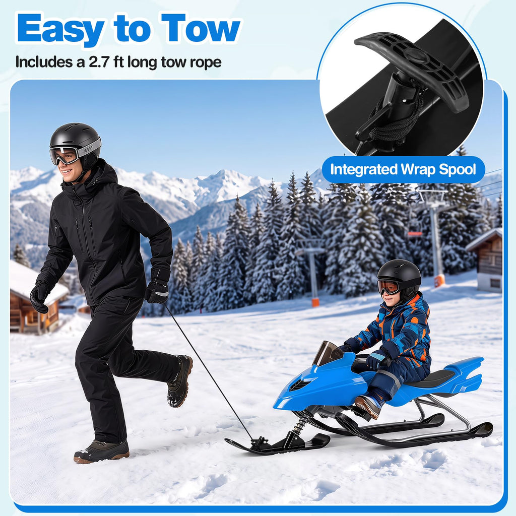 Snow Racer Sled with Brakes, Steering Handle, Tow Ropes T704792