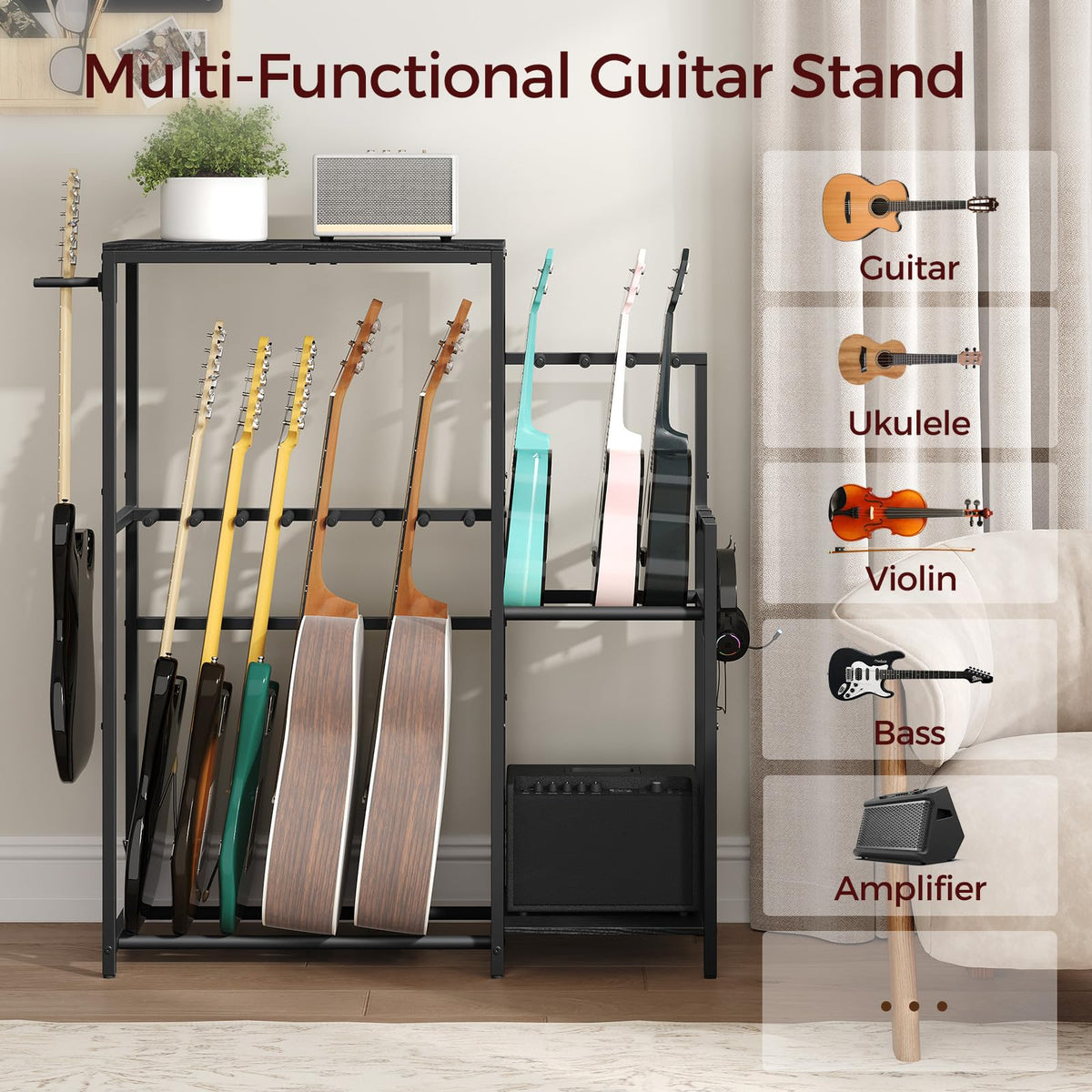 Guitar Stand, Multi-Guitar Rack, AMP Stand, Record Rack R743371