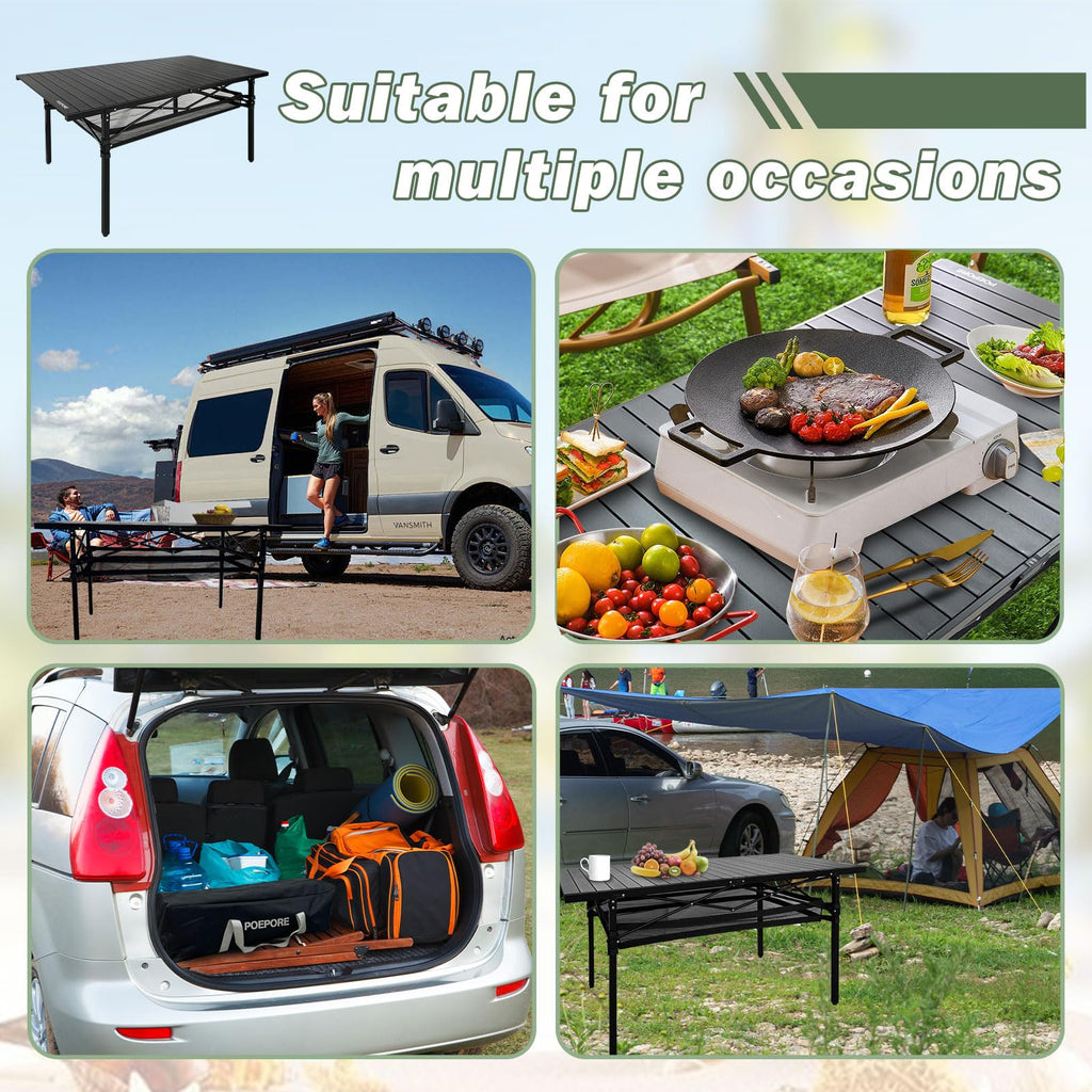 Large Folding Aluminum Camping Table with Storage and Carry Bag G510