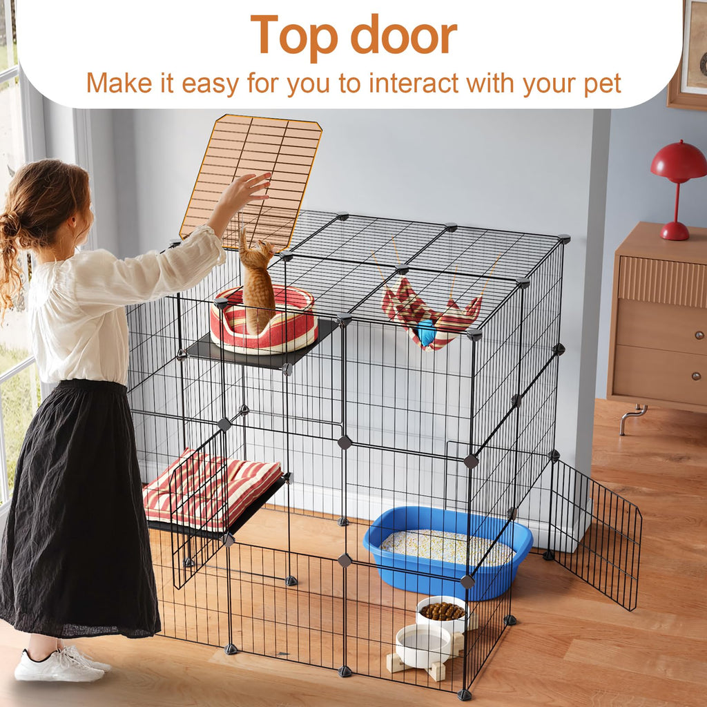 3-Tier Detachable Metal Wire Cat Cage Playpen Z2298