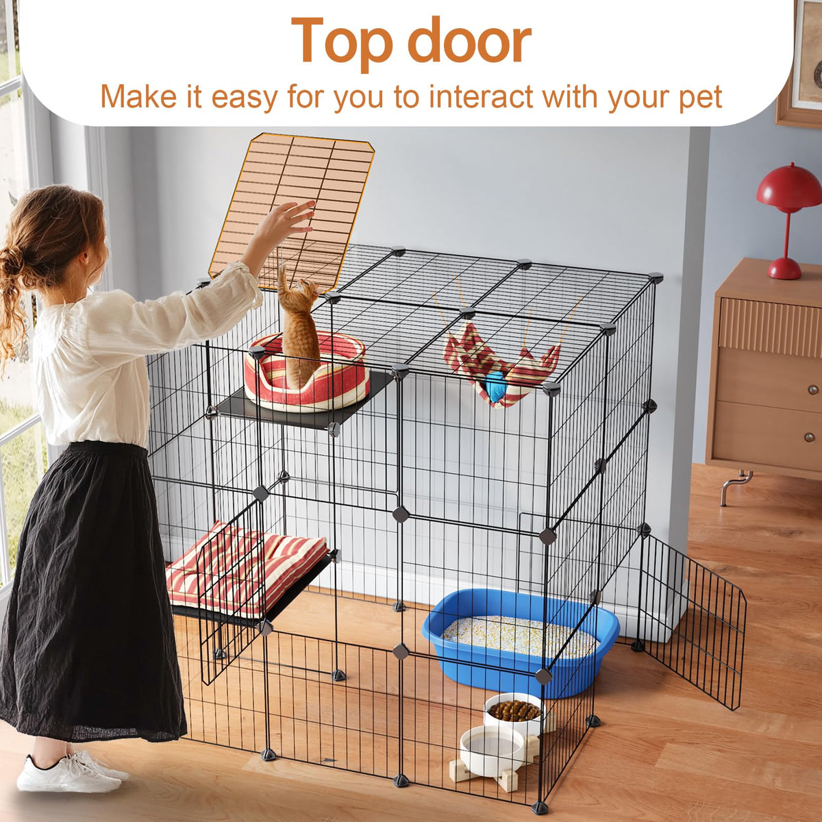 3-Tier Detachable Metal Wire Cat Cage Playpen Z2298