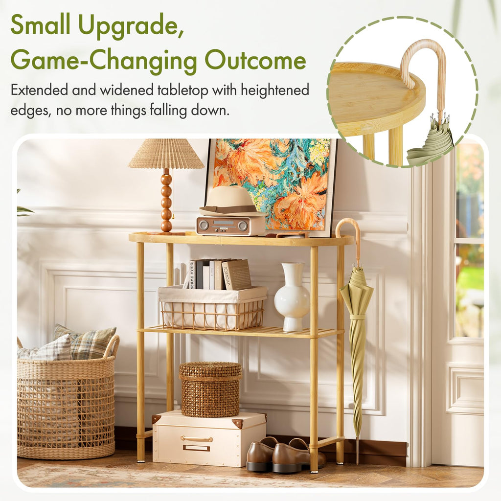 Bamboo 2-tier Oval Top Console Table X2649