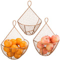 Set of 3 Copper Metal Wire Mesh Wall Hanging Baskets S373