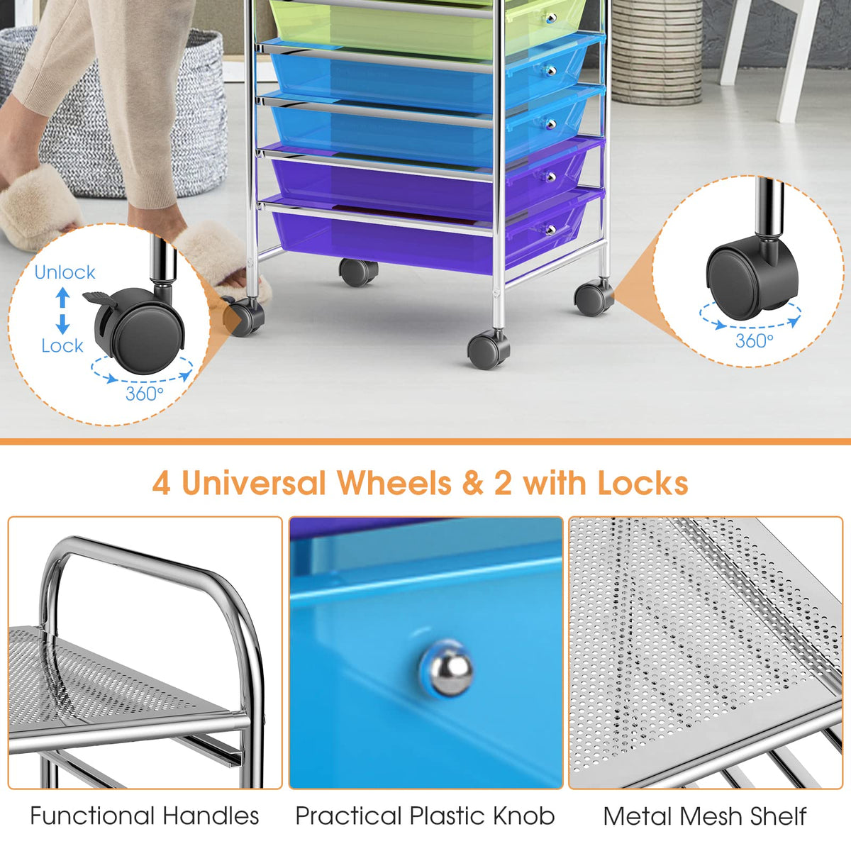 10 Drawer Rolling Storage Cart Organizer E79498