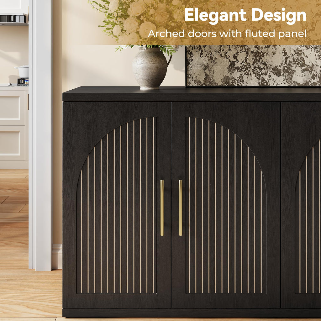 63" Black Wood Buffet Cabinet with Storage F345759