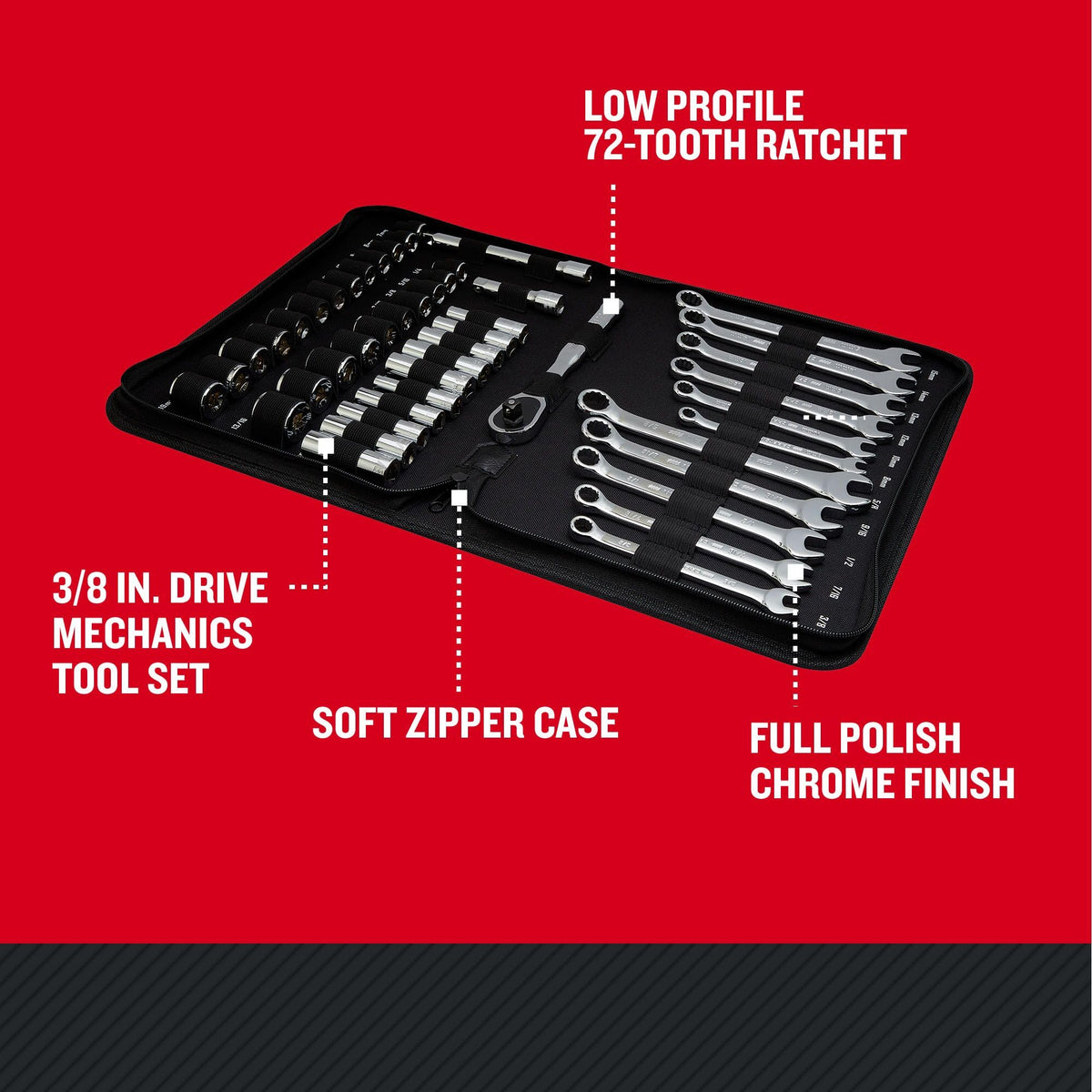 3/8 Inch Drive 47 Piece Mechanics Tool Set I737017