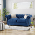 Navy Blue Velvet Loveseat Sofa K175548