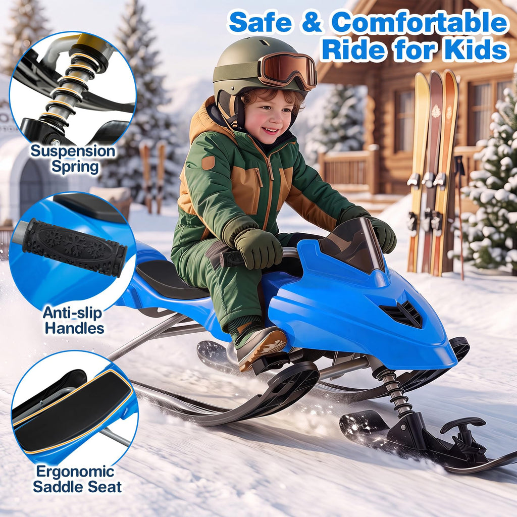 Snow Racer Sled with Brakes, Steering Handle, Tow Ropes T704792