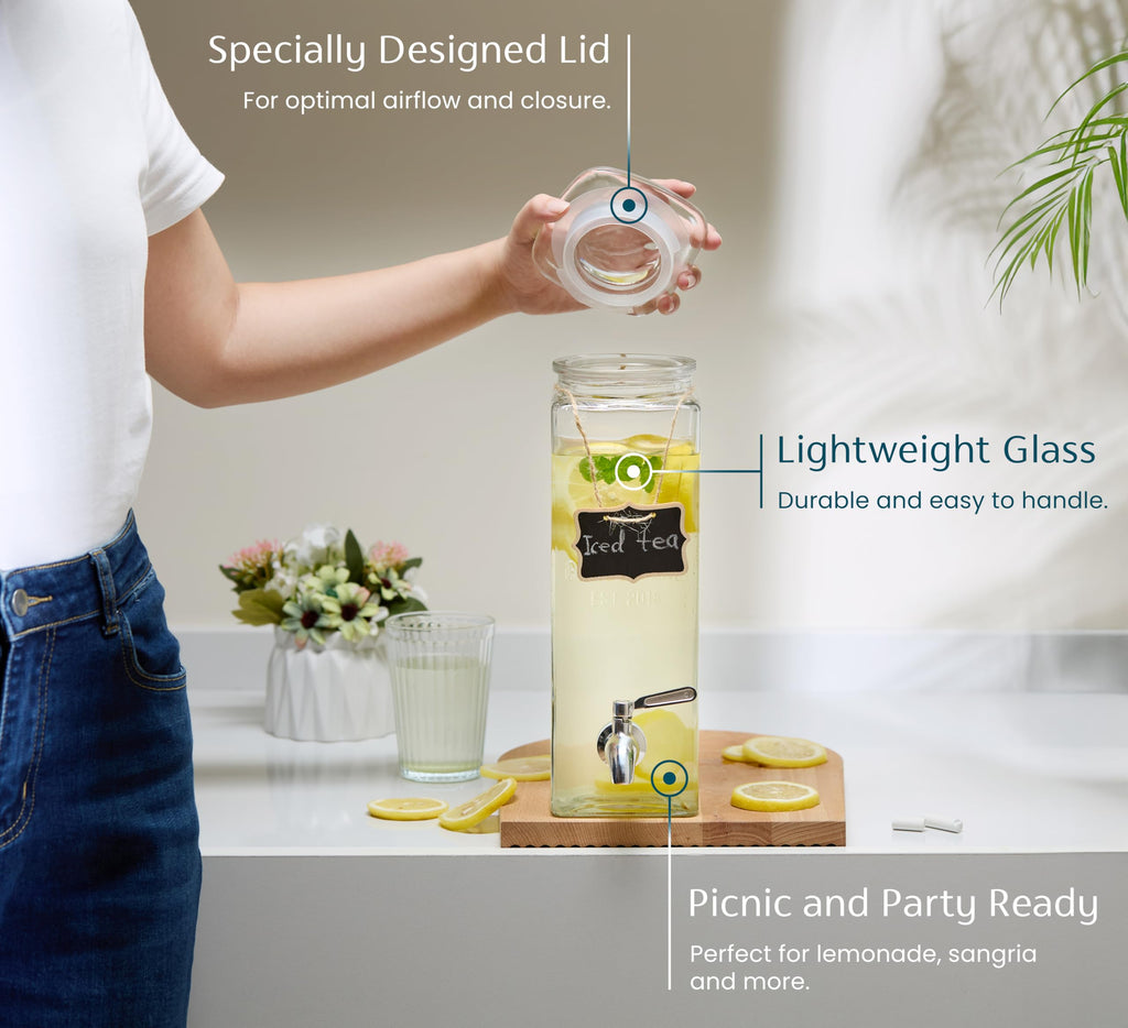 80 oz Glass Drink Dispenser with Spigot U214899