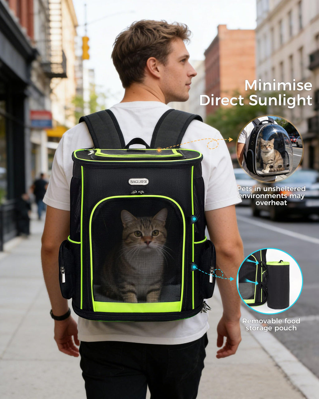 Expandable Cat Carrier Backpack with Breathable Mesh X1686