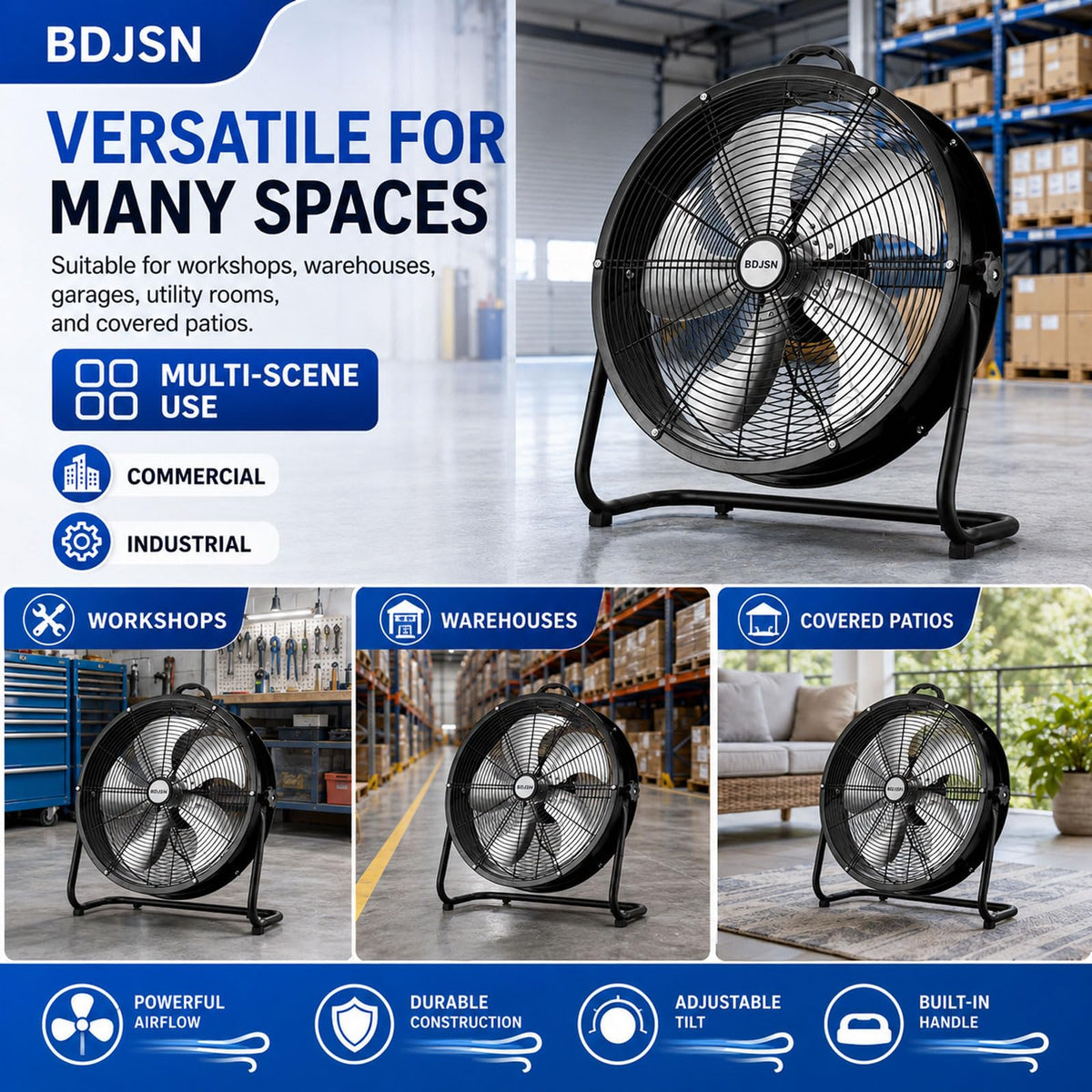 3-speed High Velocity Drum Fan with 5 Aluminium Blades T519009