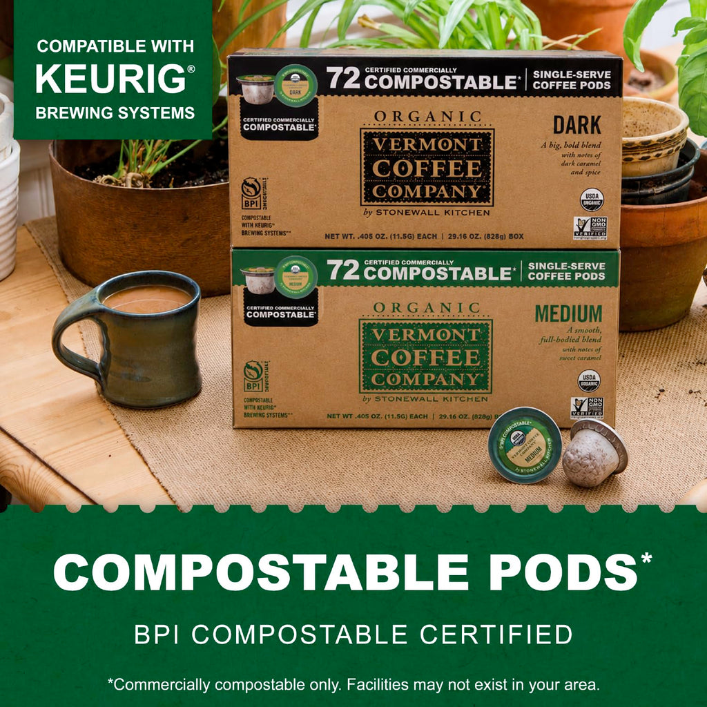 Organic Medium Roast Compostable Coffee Pods, 10CT W170140
