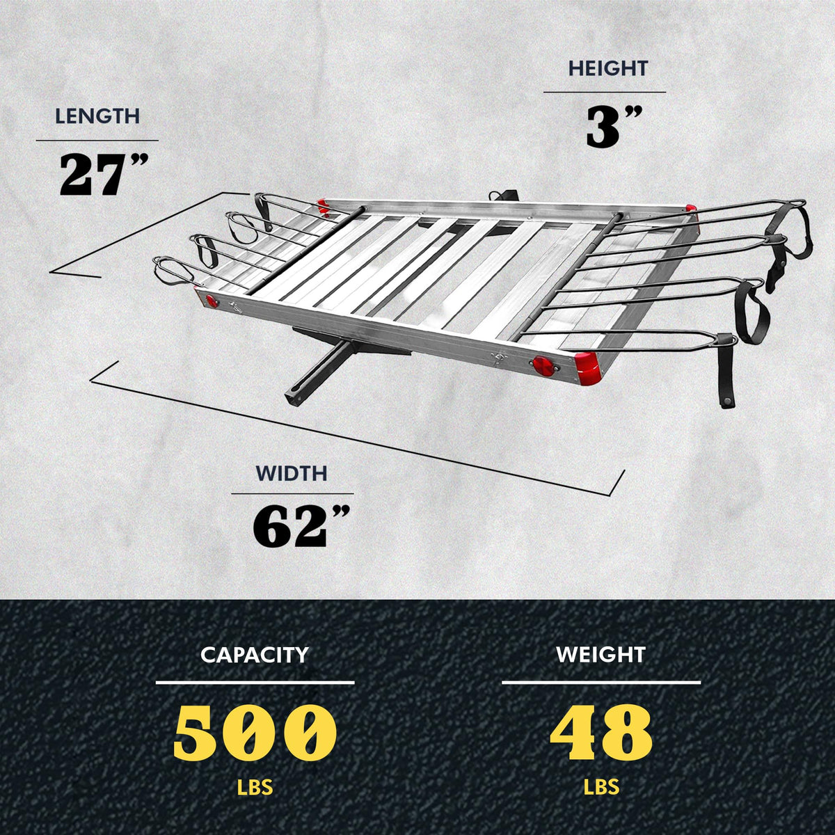 500 lb Aluminum 2-in-1 Hitch Cargo Carrier J6961