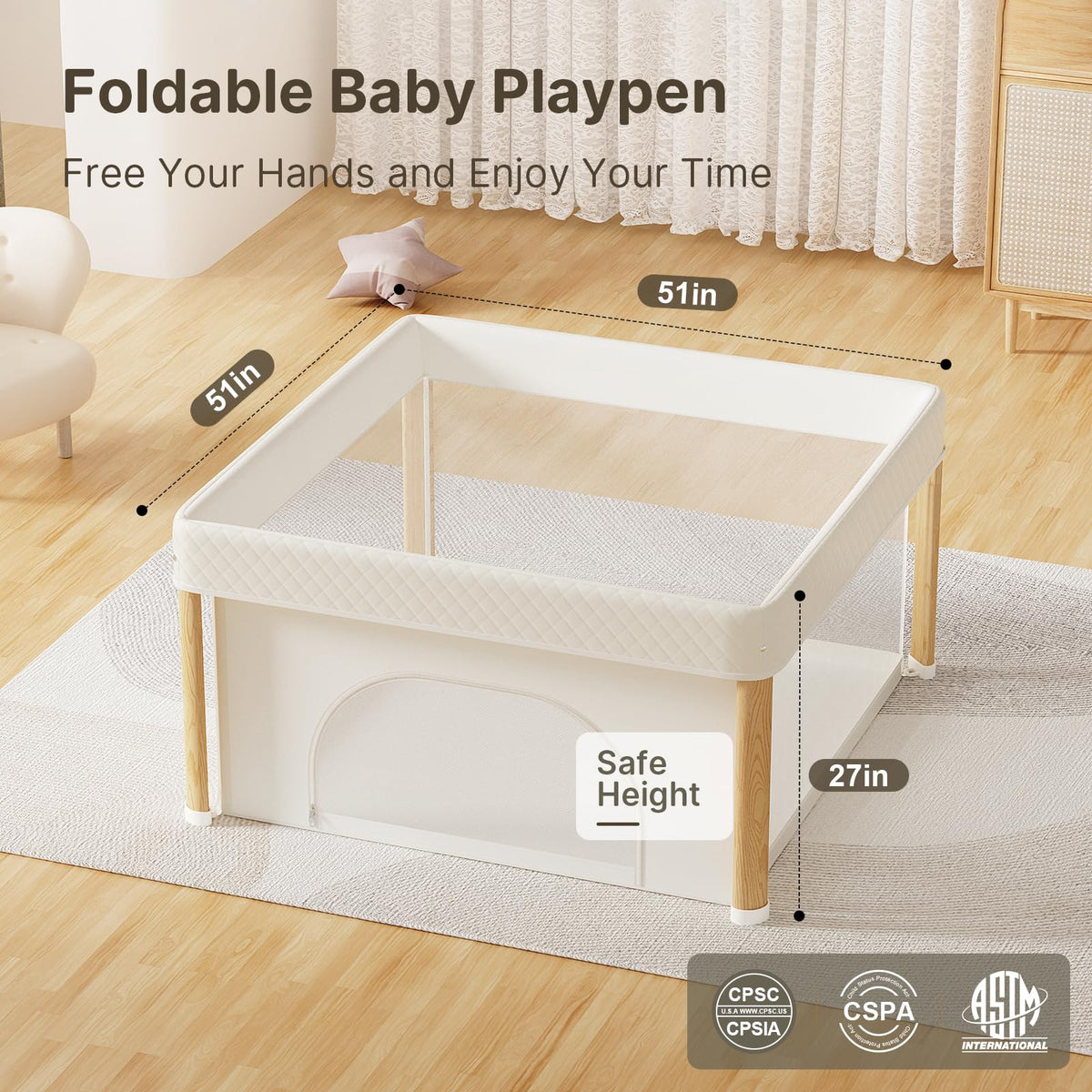 Foldable Baby Playpen with Storage Bag Z7313
