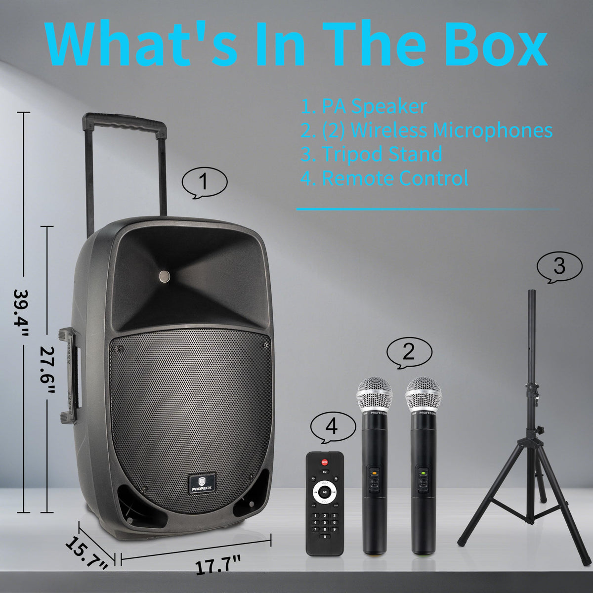 1600W 2-Way Rechargeable Powered PA Speaker System with Bluetooth C249365