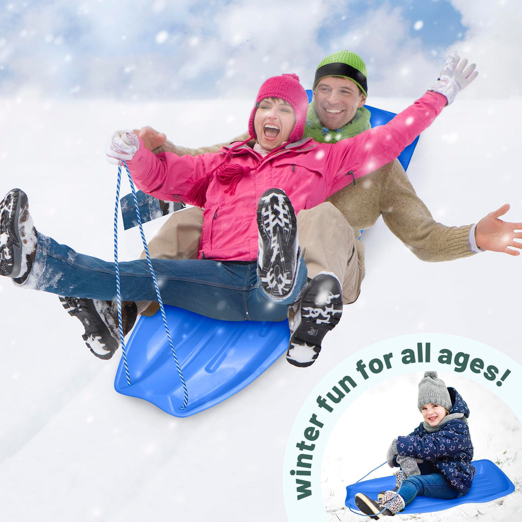 Kids Plastic Snow Sled with Pull Rope and Handles, Blue Z5414