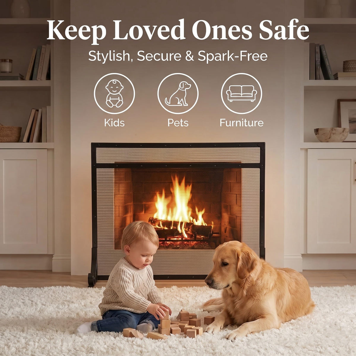 Black Metal Fireplace Screen K19270