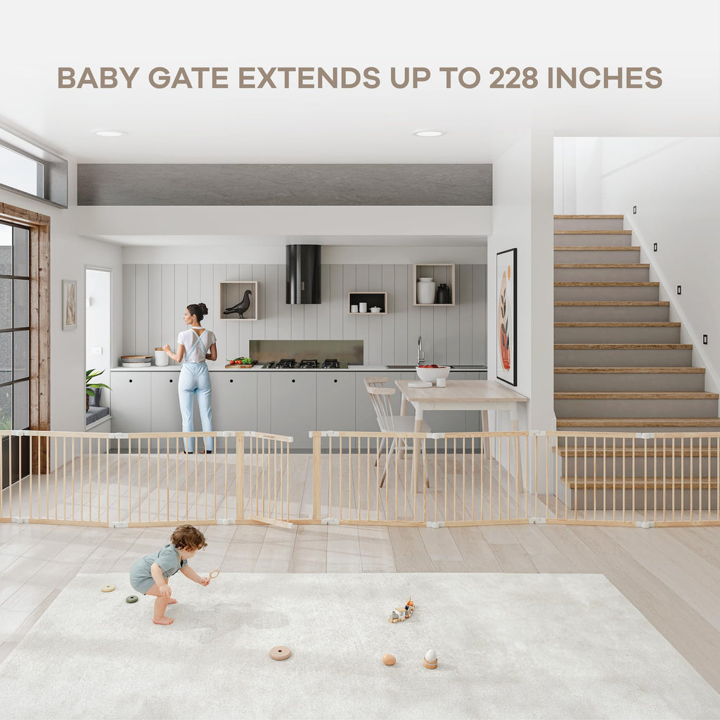 Foldable Playpen Light Wood White G57728