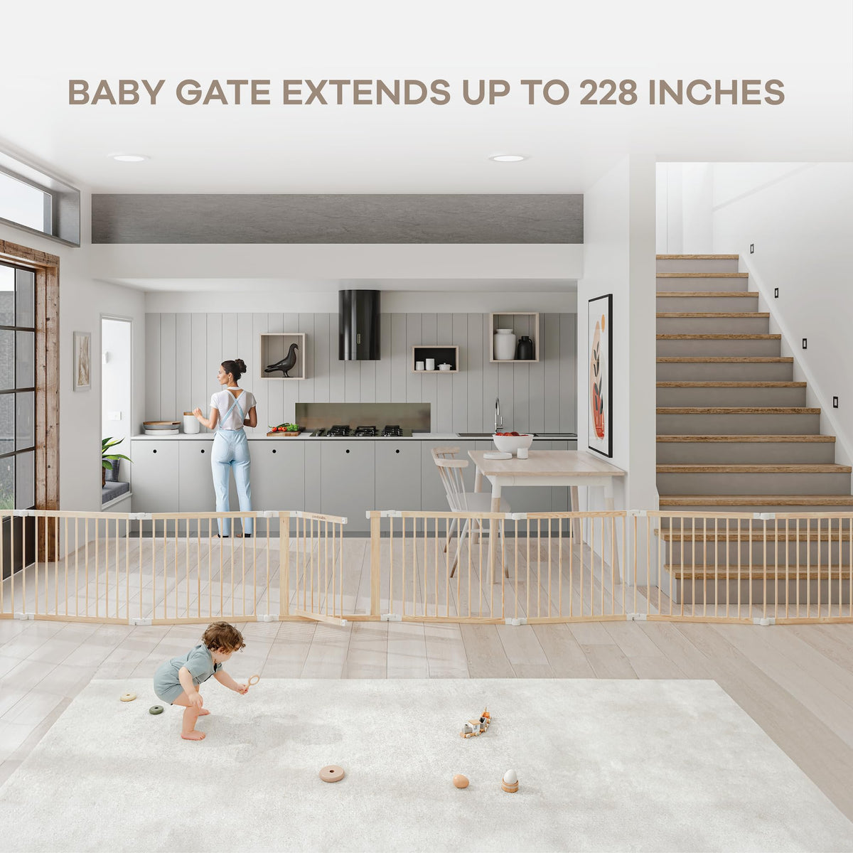Foldable Playpen Light Wood White G57728