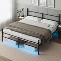 Black King Size Metal Platform Bed Frame with Headboard J39235