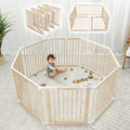 Foldable Playpen Light Wood White G57728