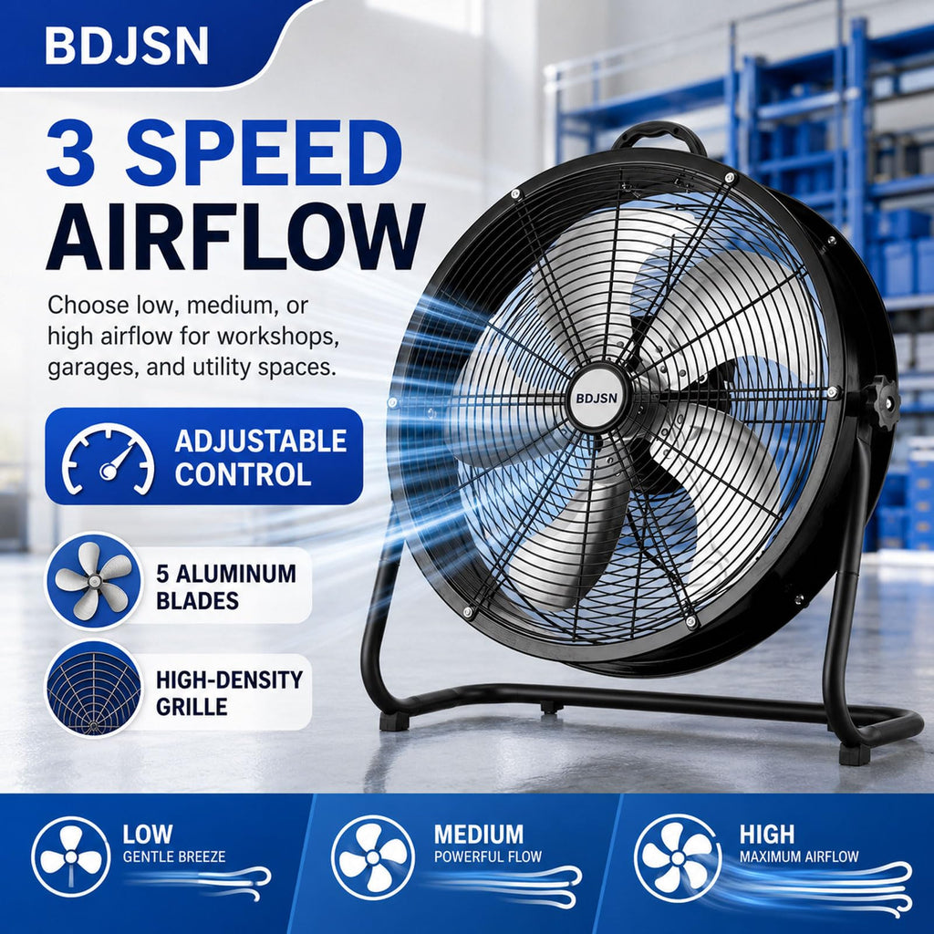 3-speed High Velocity Drum Fan with 5 Aluminium Blades T519009