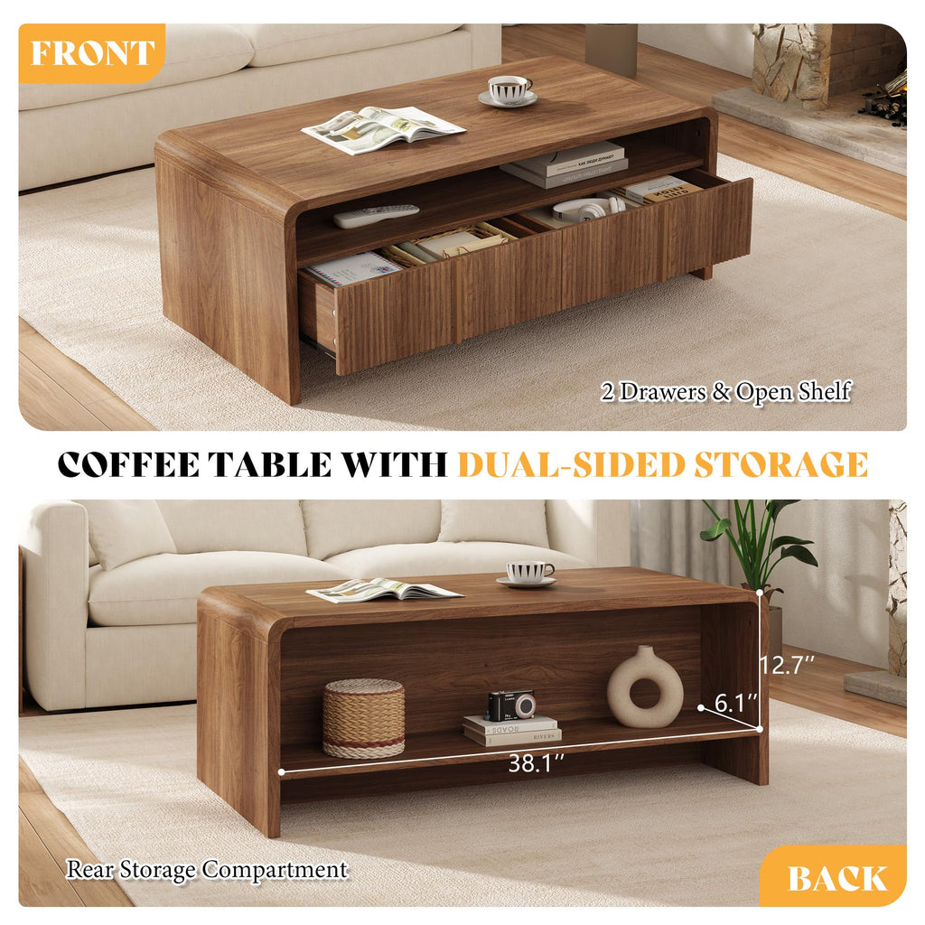 Fluted Coffee Table with Storage X50174