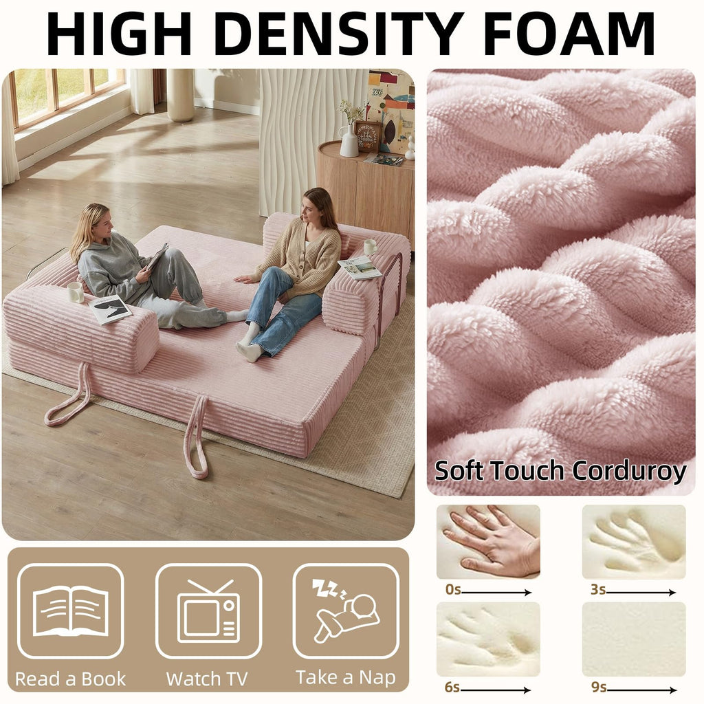 Pink 81 Inch Convertible Folding Sofa Bed R99306
