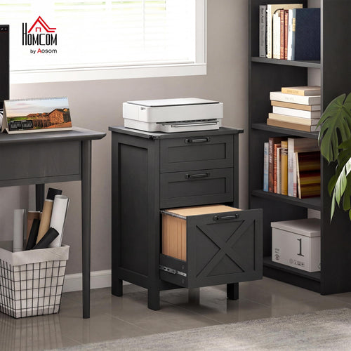 3 Drawer Black File Cabinet D81057