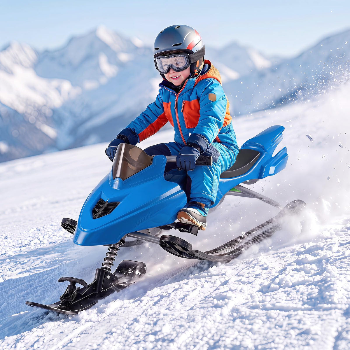 Snow Racer Sled with Brakes, Steering Handle, Tow Ropes T704792