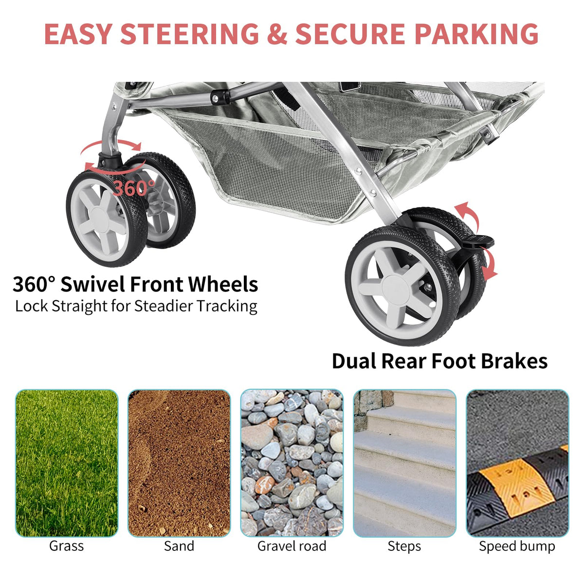 Gray Double Pet Stroller B426084