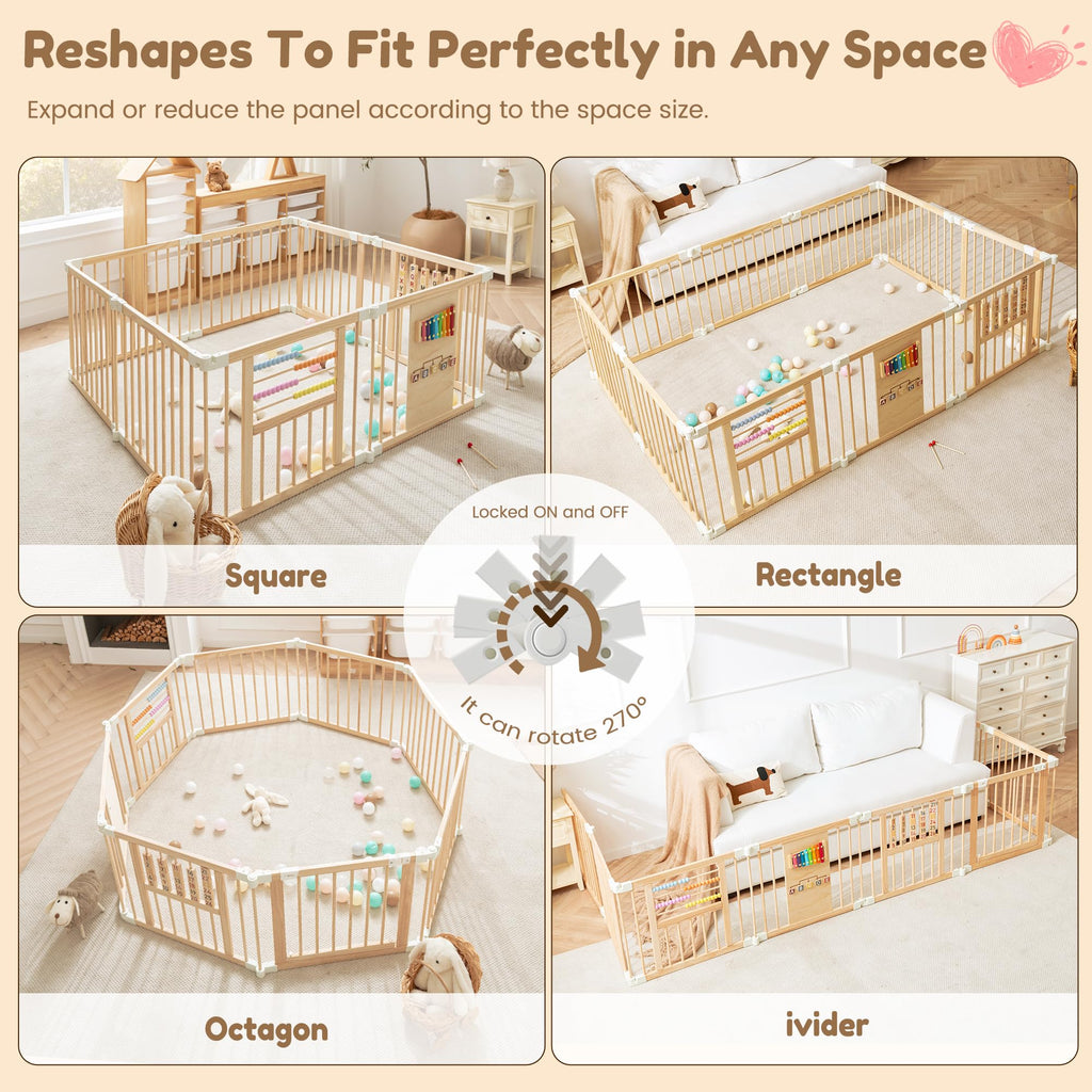 Wooden Playpen with 3 Learning Toys Z17997