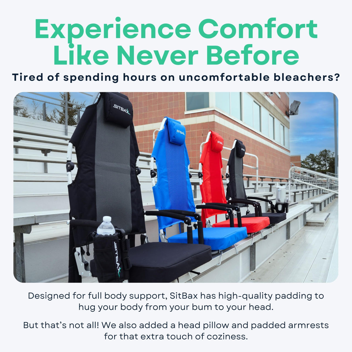 Padded Reclining Stadium Chair with Backpack Straps R595