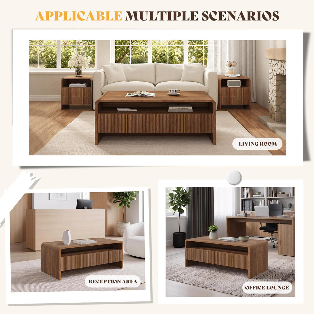Fluted Coffee Table with Storage X50174