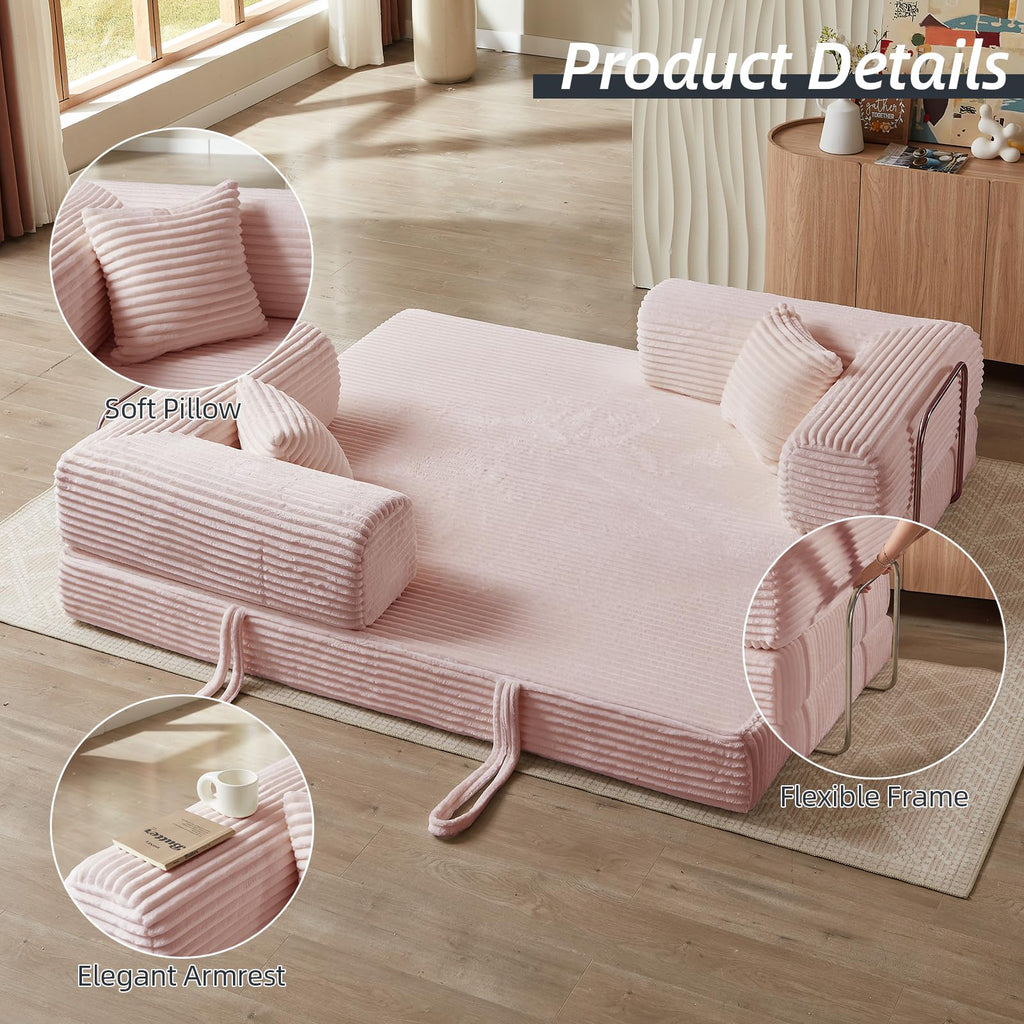 Pink 81 Inch Convertible Folding Sofa Bed R99306