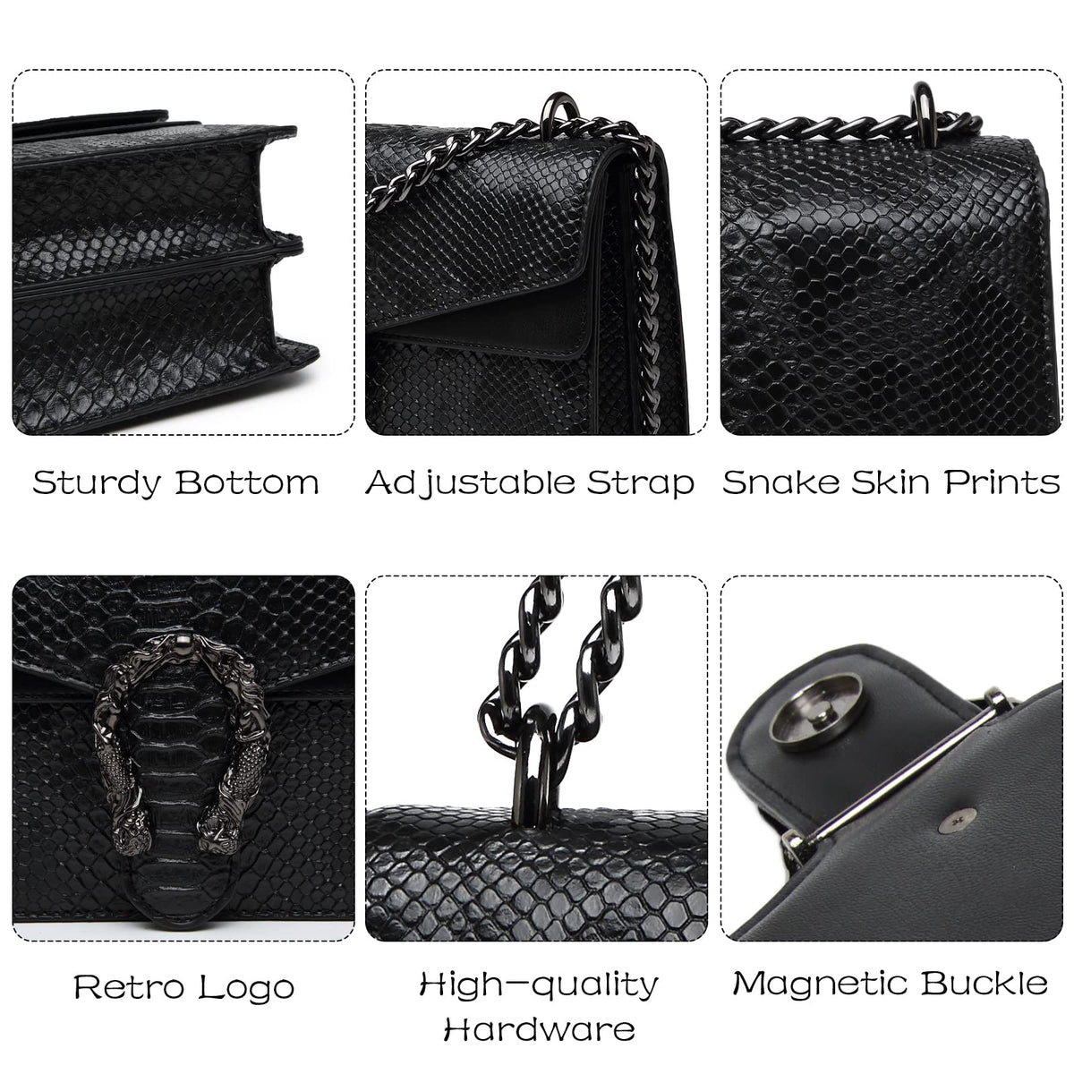 Snake Printed Leather Crossbody Bag R331