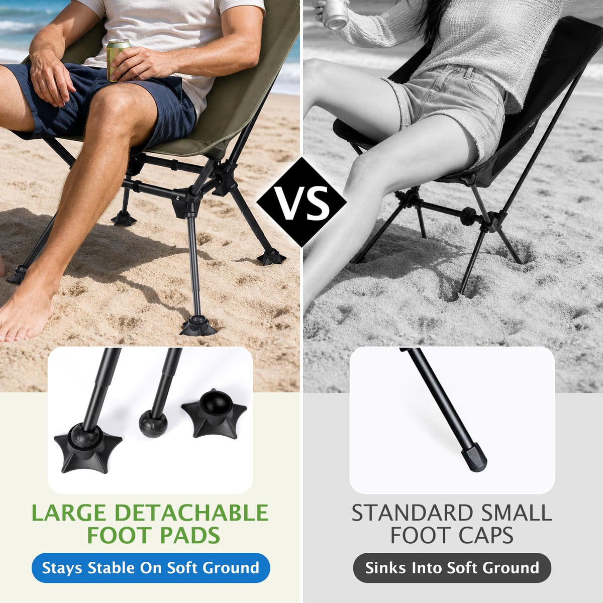 2 Pack Green Folding Camping Chair with Storage Bag D418227