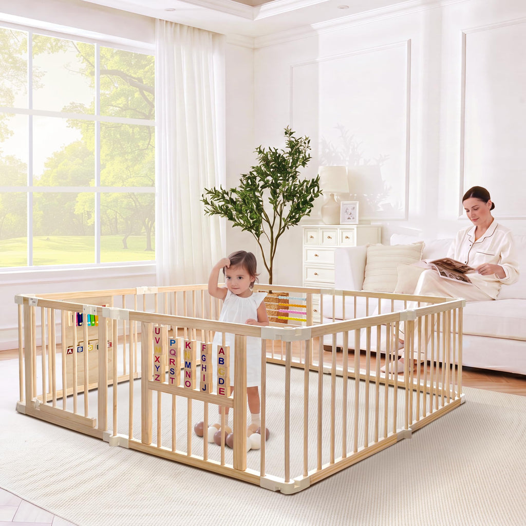 Wooden Playpen with 3 Learning Toys Z17997