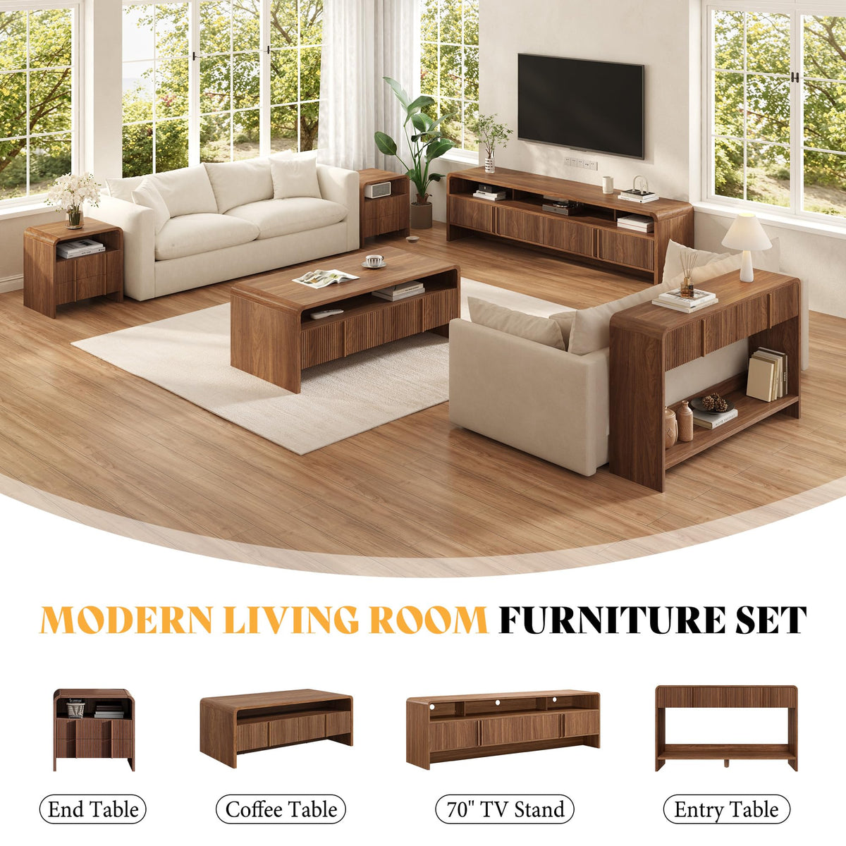 Fluted Coffee Table with Storage X50174