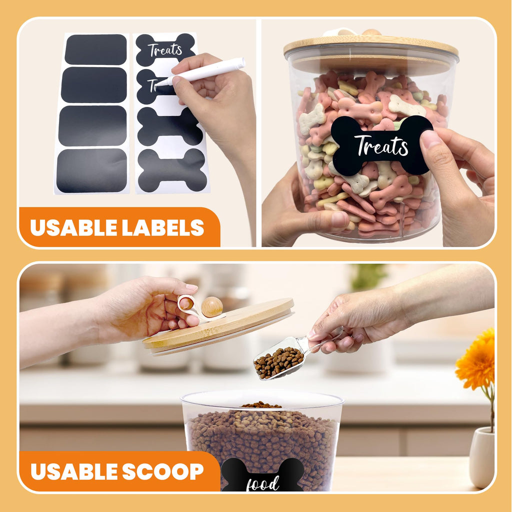 3 Pack Airtight Dog Food Storage Container with Bamboo Lids N640
