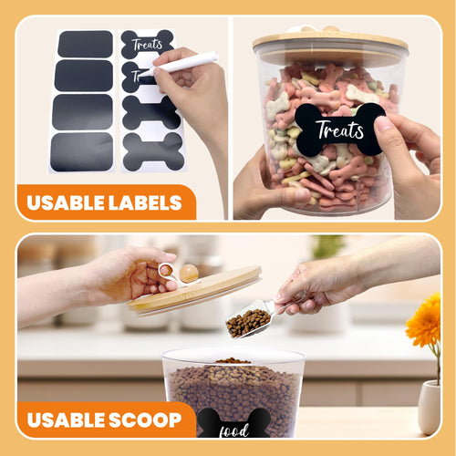 3 Pack Airtight Dog Food Storage Container with Bamboo Lids N640