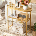 Bamboo 2-tier Oval Top Console Table X2649